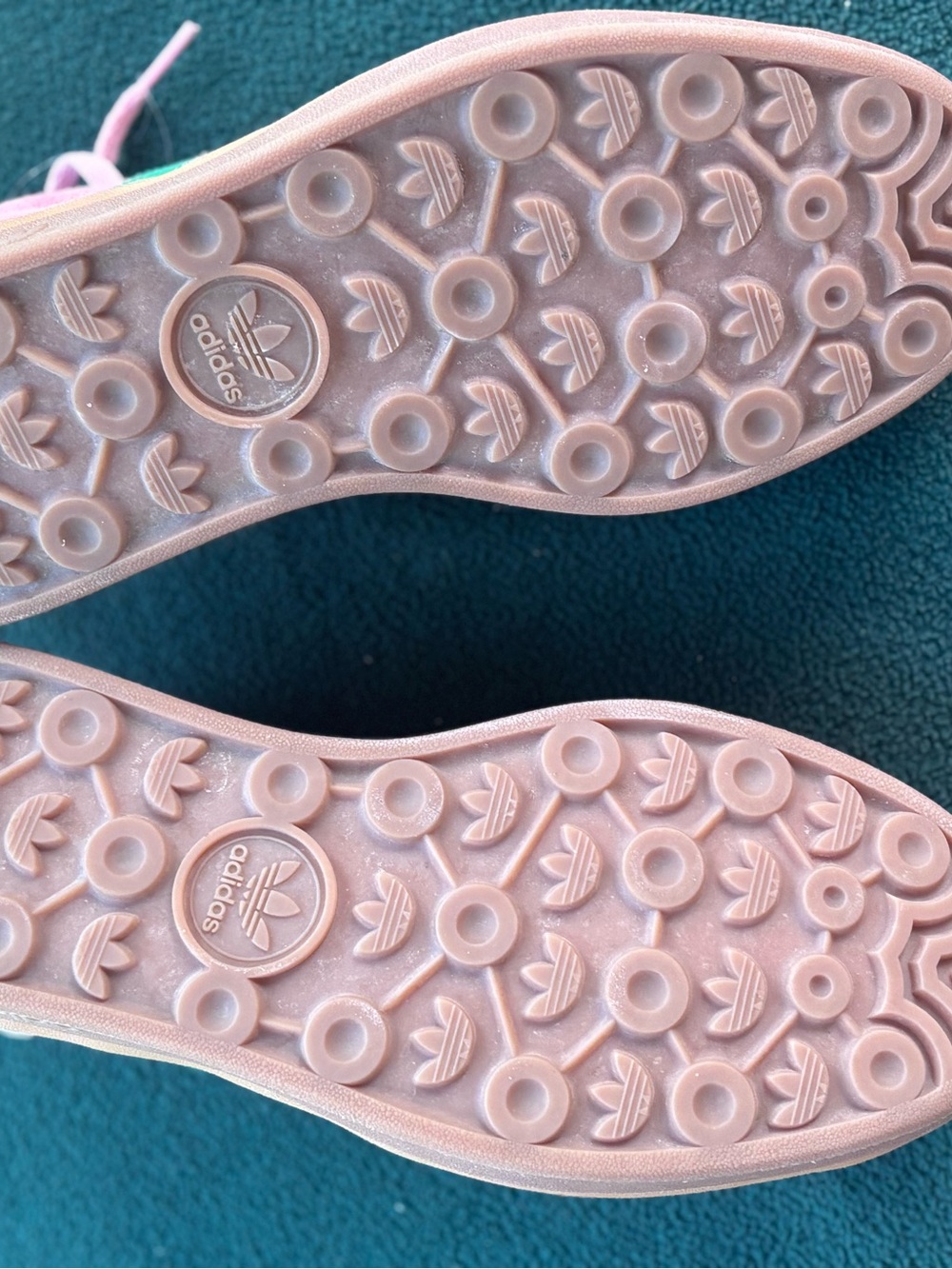 Adidas Gazelle Pink/Green Suede Platform Sneakers - Picture 6 of 7